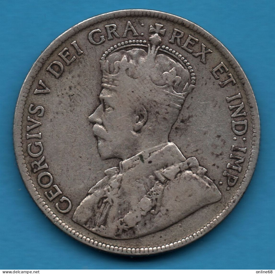 CANADA NEWFOUNDLAND 50 CENTS 1917 KM# 12 George V Silver (.925) Argent - Malesia