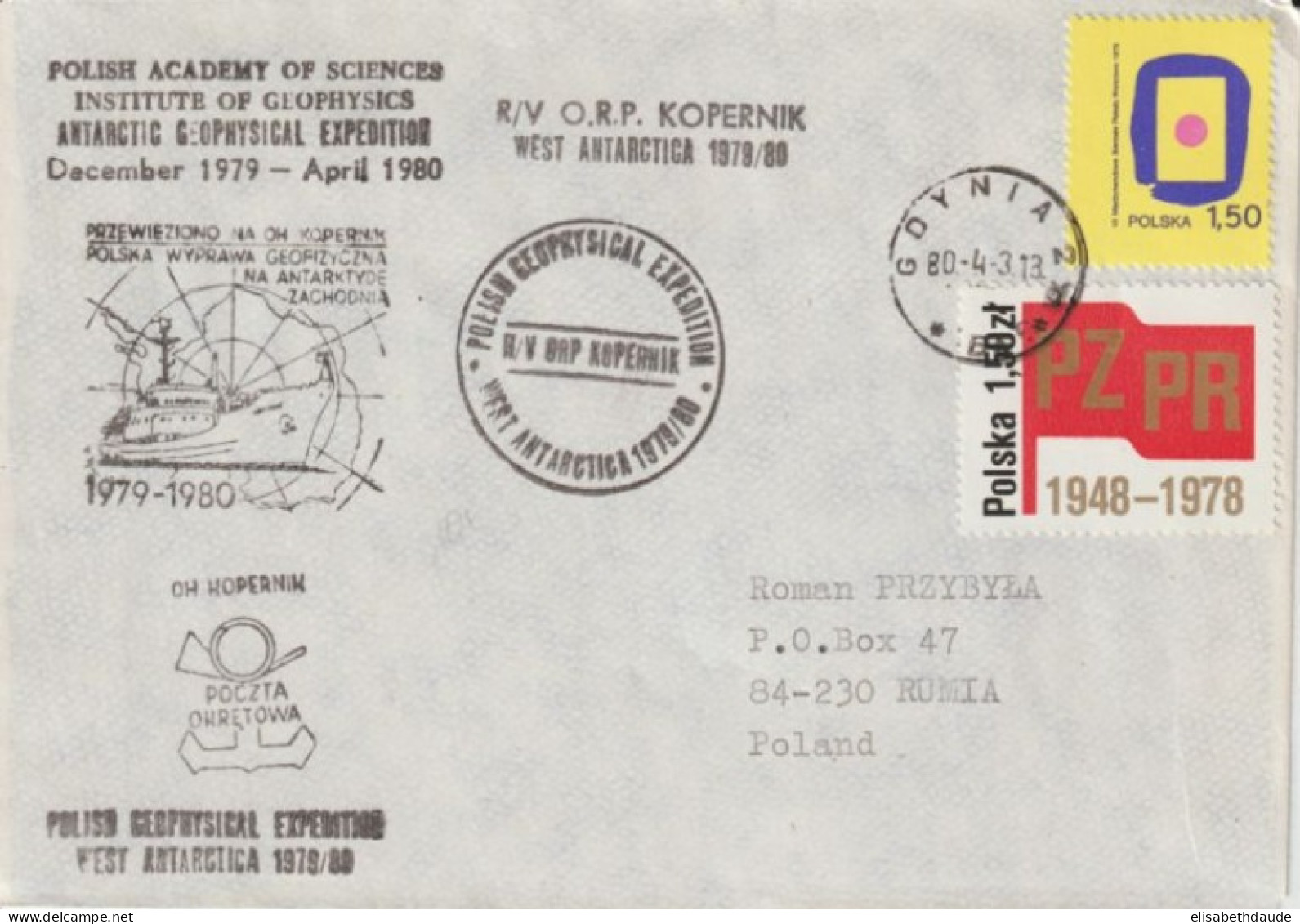 1979 - POLOGNE - EXPEDITION POLAIRE ANTARCTIQUE ! ENVELOPPE=> RUMIA - Other & Unclassified
