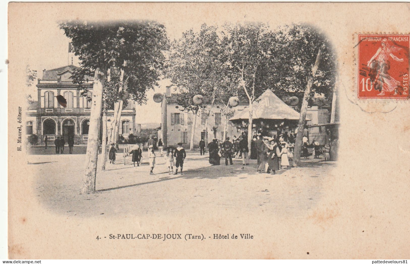 CPA (81) SAINT PAUL CAP DE JOUX Hôtel De Ville Fête De Village ?  (Animée) - Saint Paul Cap De Joux