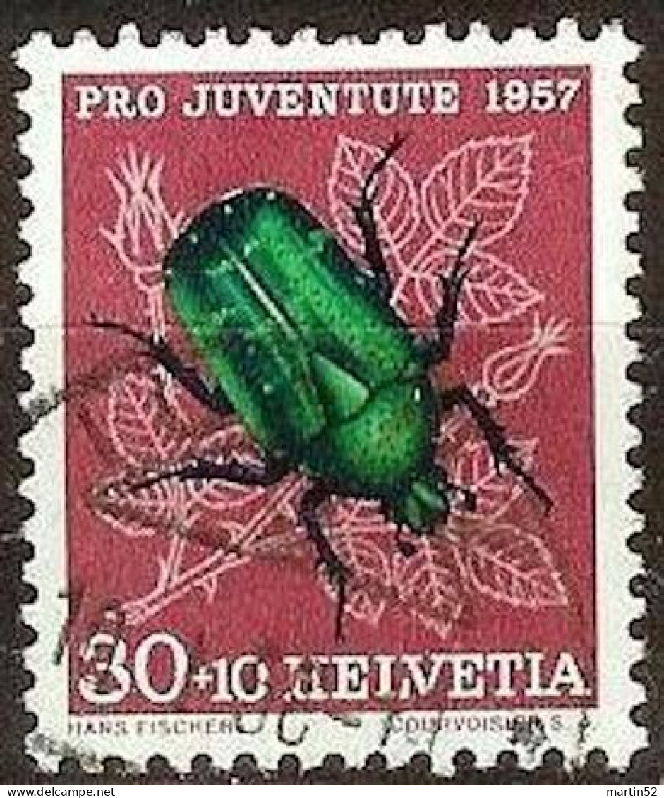 Schweiz Suisse Pro Juventute 1957: Rosenkäfer Zu WI 171 Mi 651 Yv 600 Mit Stempel LUTRY 10.I.58 (Zumstein CHF 7.00) - Used Stamps