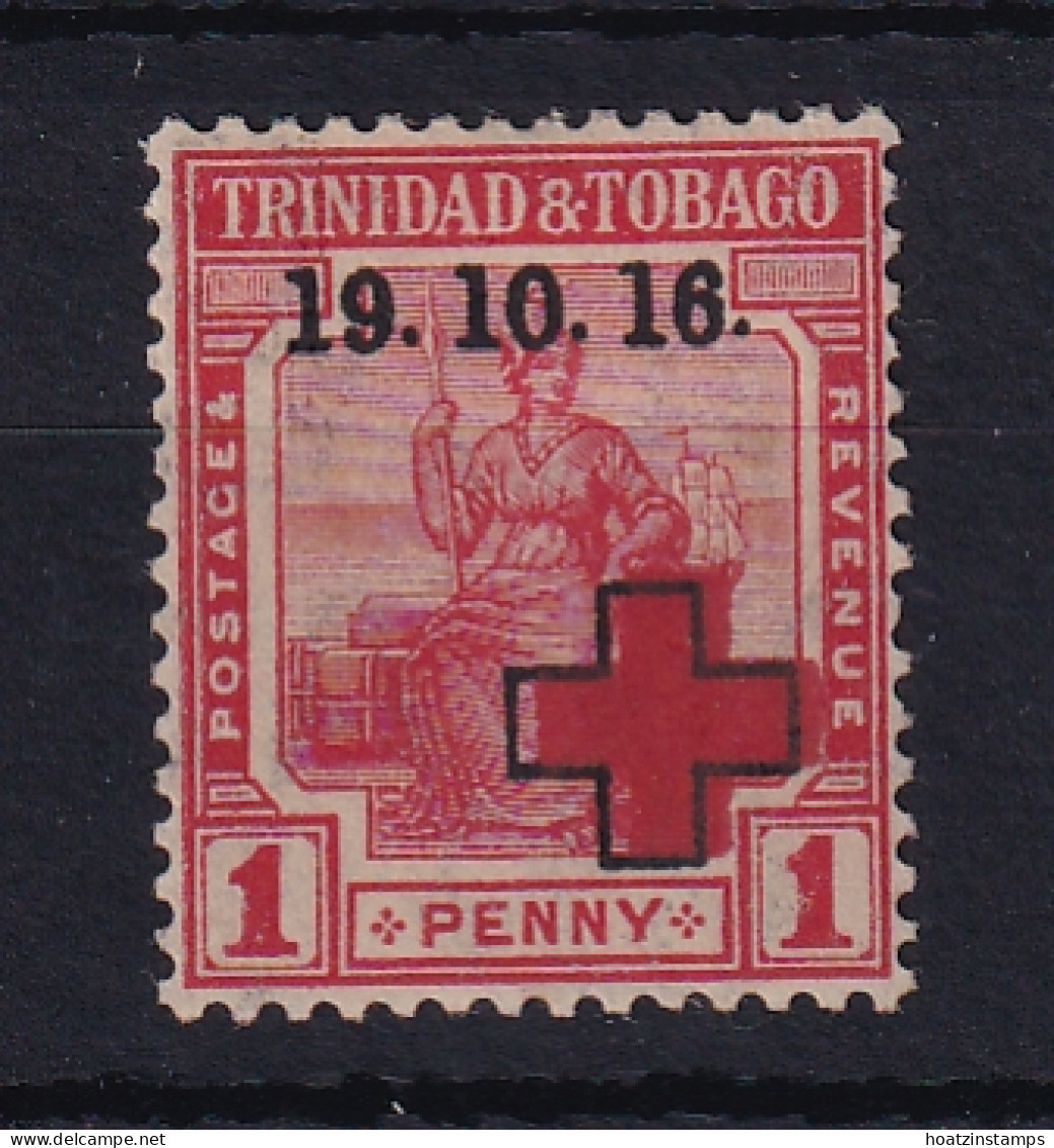 Trinidad & Tobago: 1916   Britiannia  'Red Cross' OVPT   SG175e    1d  [Cross 2mm To Left]  MH  - Trinidad Y Tobago