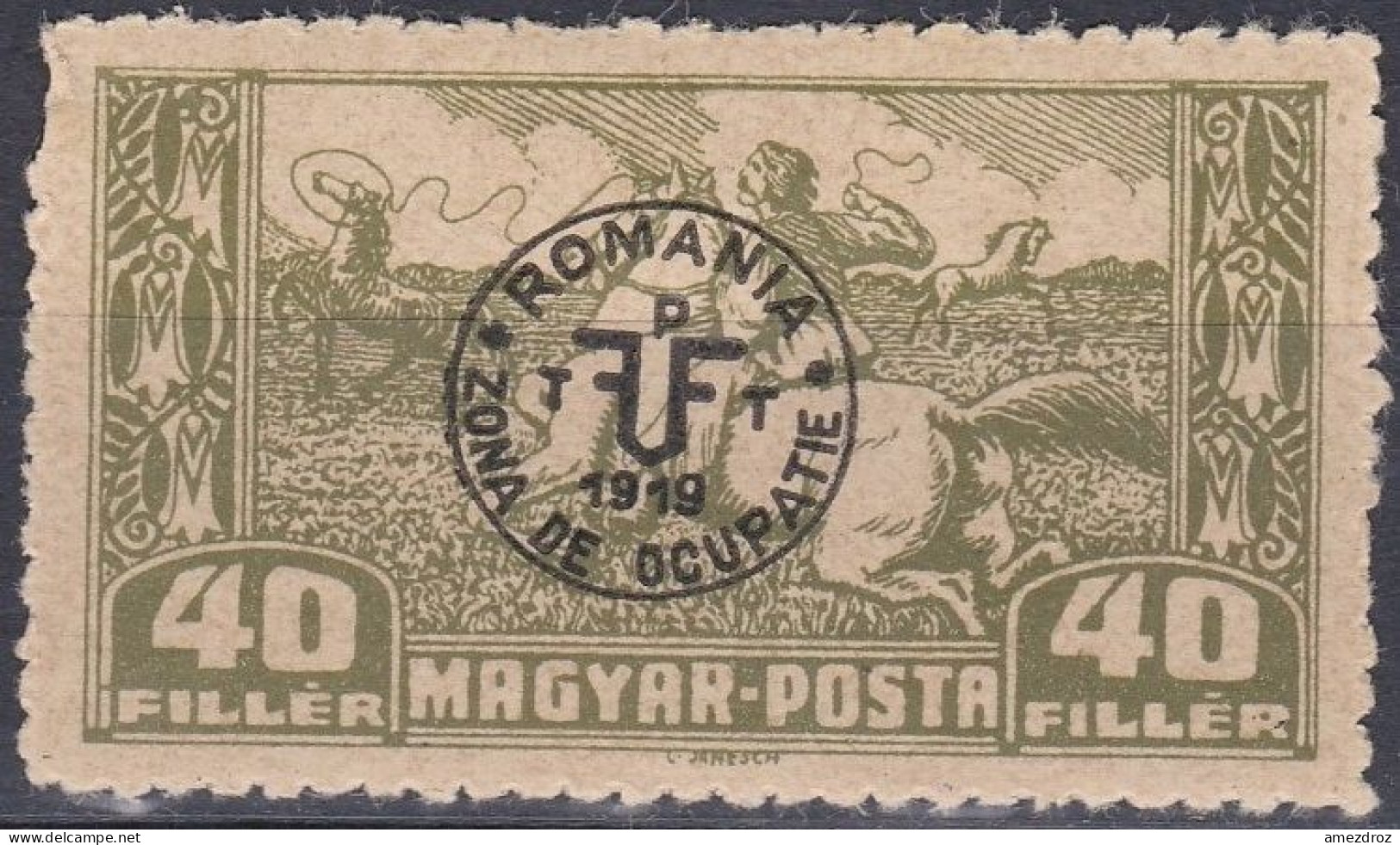 Hongrie Debrecen 1920 Mi 87 * Surcharge ROUMANIE ZONA DE OCUPATIE 1919 - Papier Mat   (A1) - Debreczen