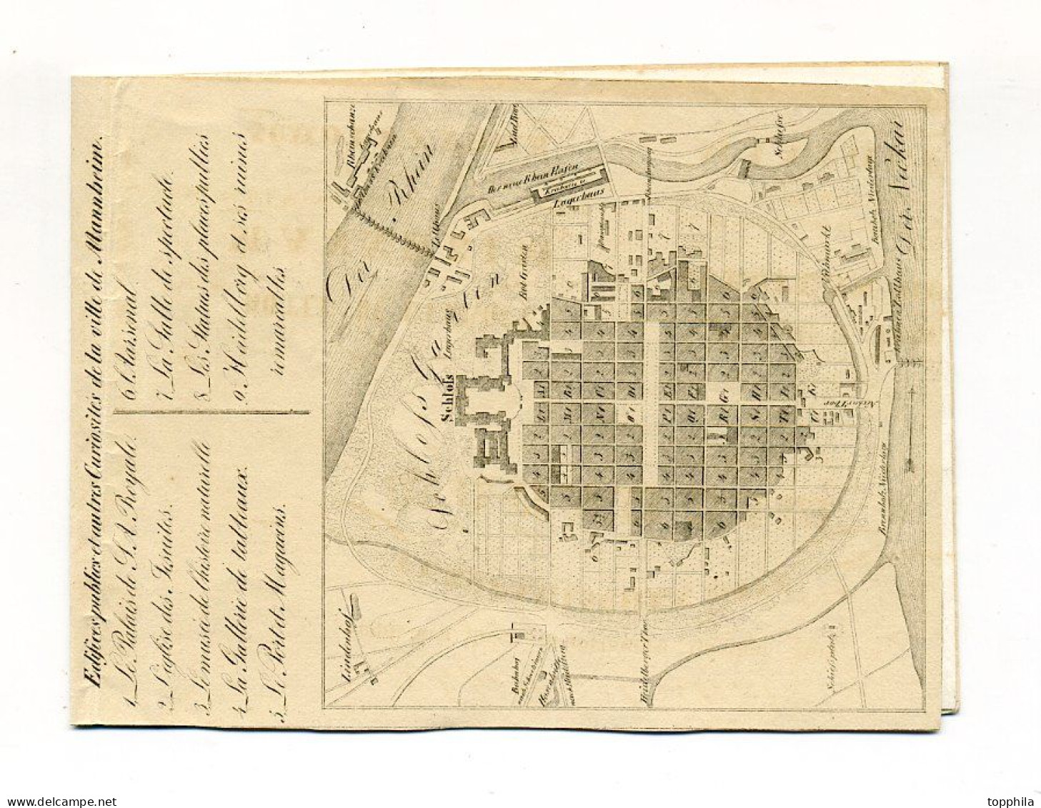 Ca 1870 Mannheim, Hotel De L'Europe, Alte Dreiteilige Werbeklappkarte, Mit Hotelansicht Und Stadtplan - Hotels & Gaststätten