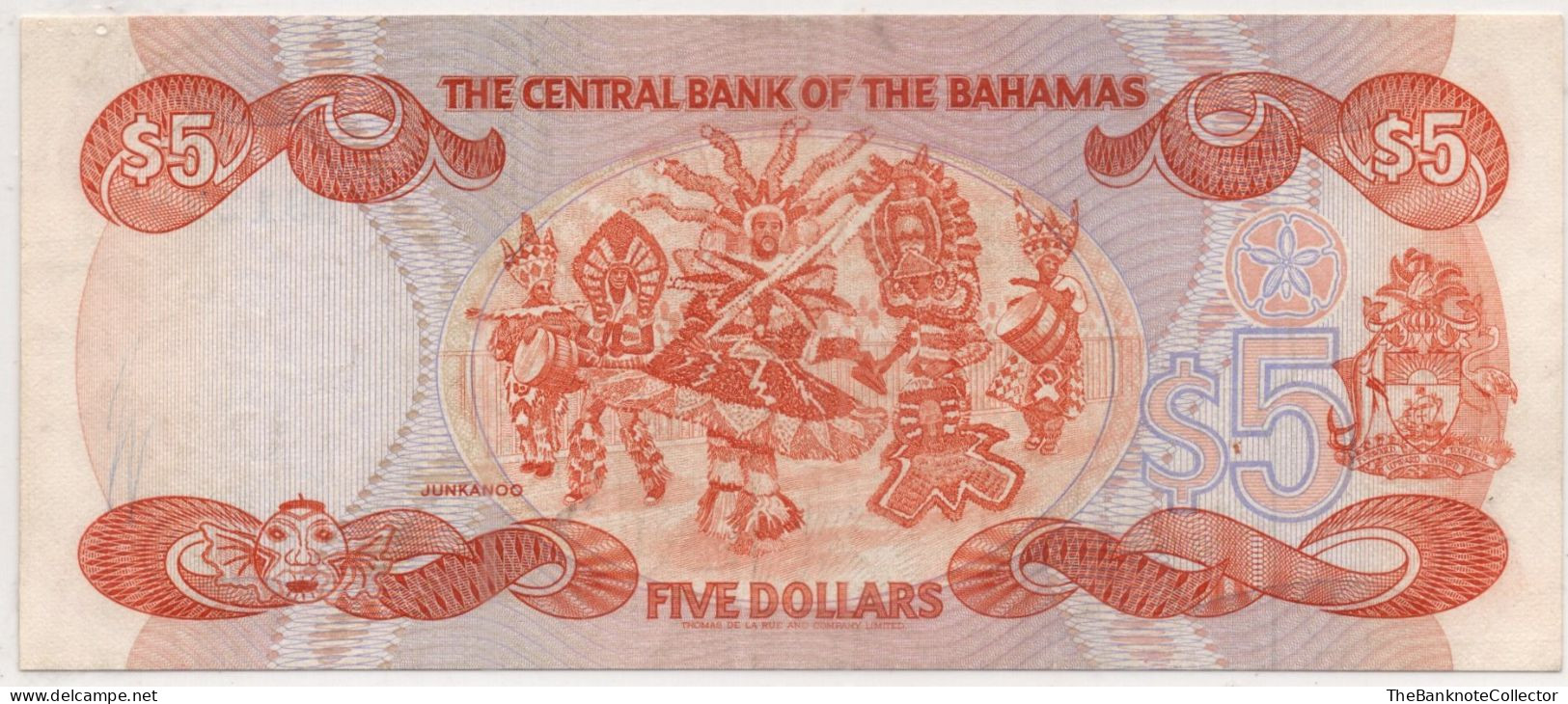 Bahamas Central Bank 5 Dollars 1974 (1984) P-45 Allen Signature  QEII - Bahamas