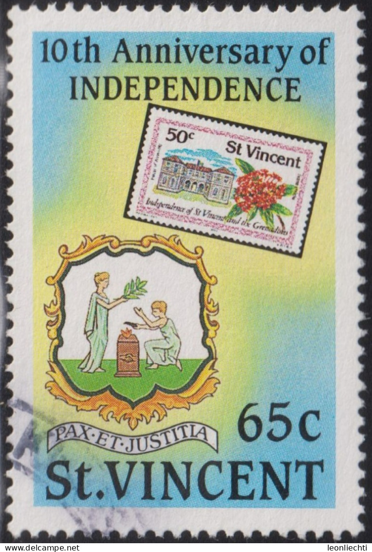 1989 St.Vincent Und Die Grenadinen ° Mi:VC 1478, Sn:VC 1278, Sg:VC 1489, 10 Jahre Unabhängigkeit - St.Vincent Und Die Grenadinen