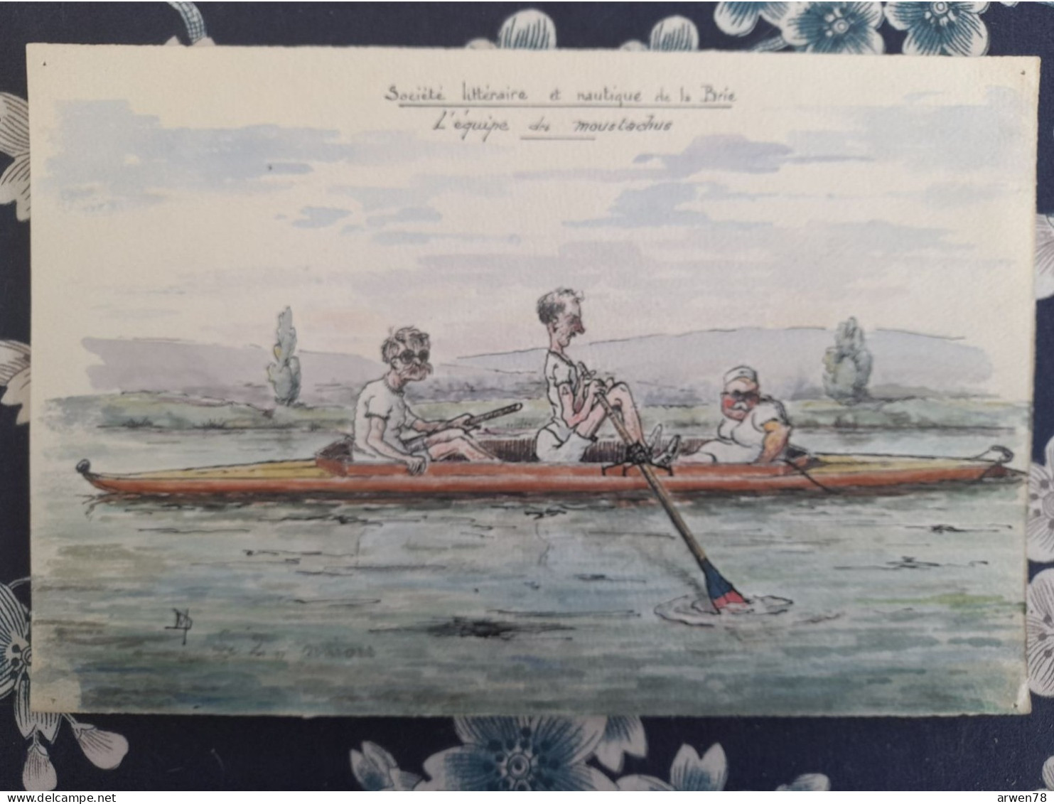 DESSIN SIGNE M D ( DESJARDINS ) AVIRON SOCIETE LITTERAIRE ET NAUTIQUE DE LA BRIE - Canottaggio