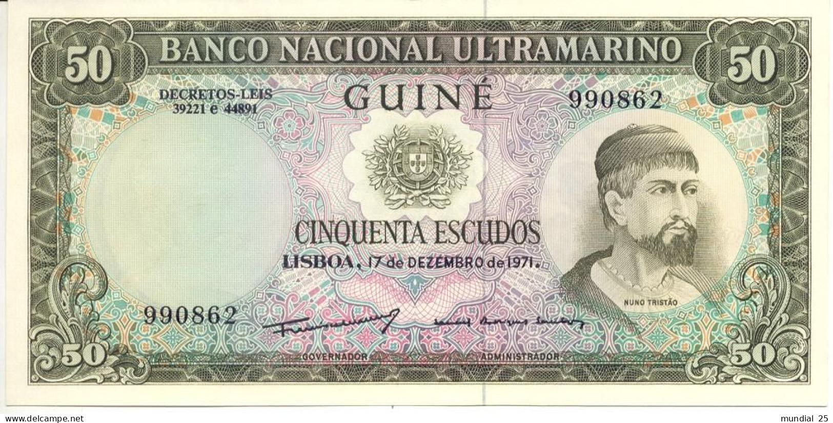 GUINEA-BISSAU PORTUGAL 50$00 ESCUDOS 17/12/1971 - Guinea-Bissau