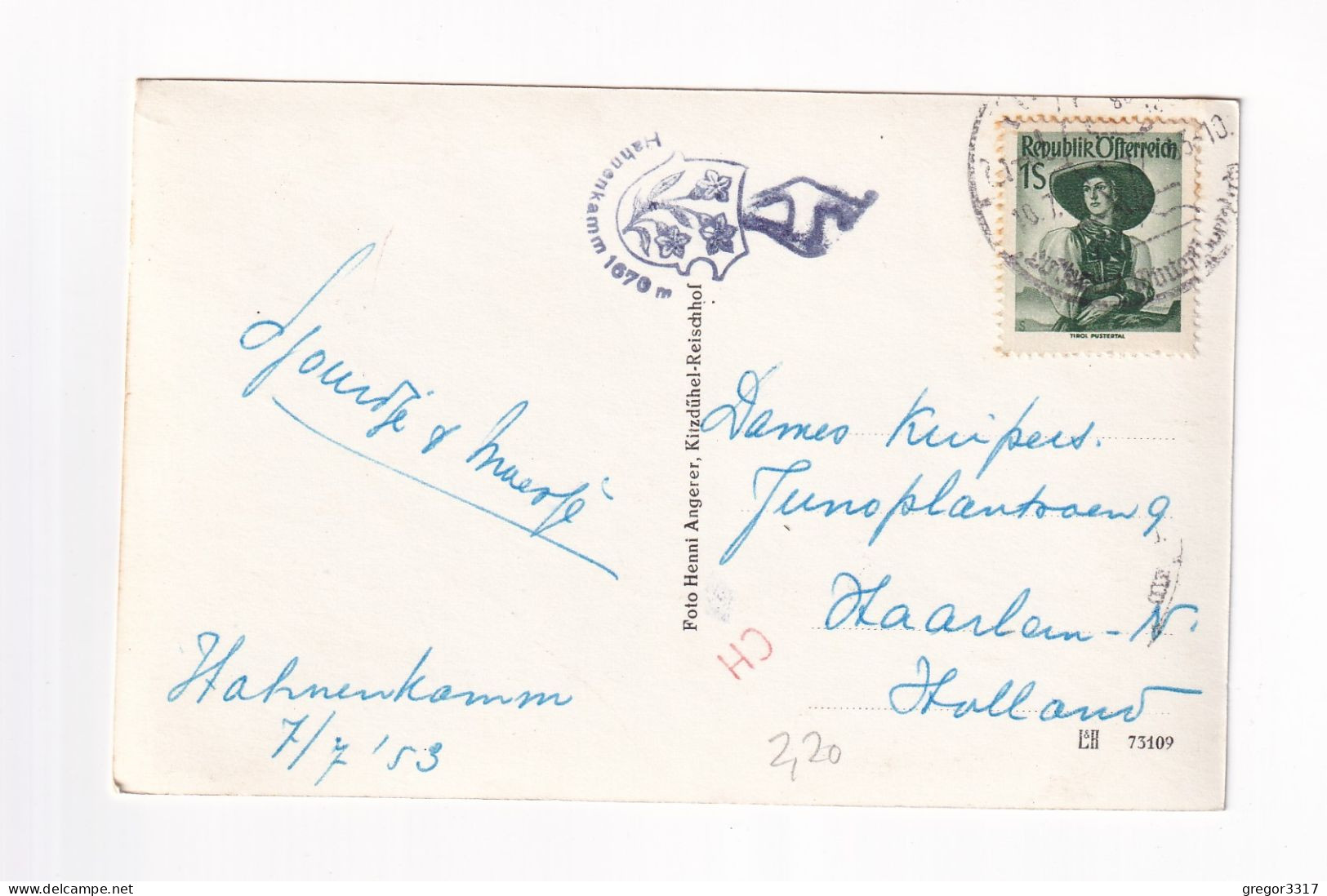 E5798) KITZBÜHEL - Seilbahn Auf Dem Hahnenkamm - Seilbahn - FOTO AK 1953 - Kitzbühel