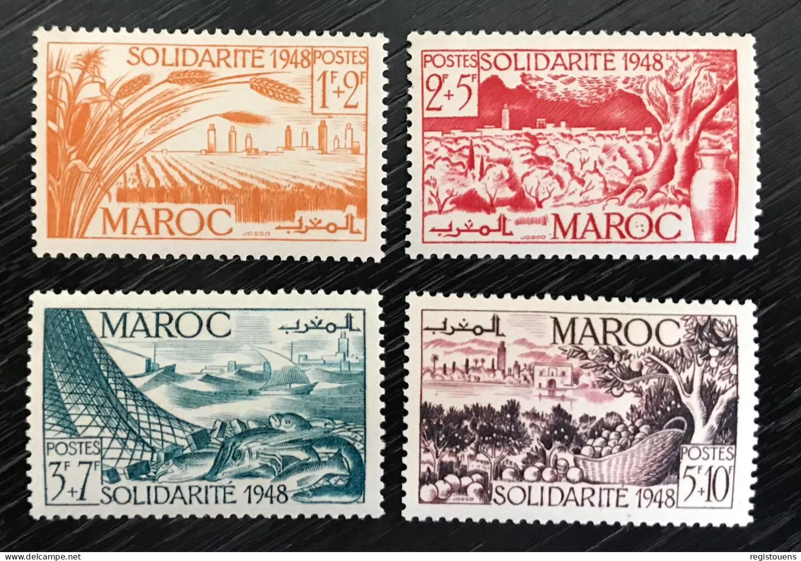 Lot De 4 Timbres Neufs** Maroc 1949 - Unused Stamps