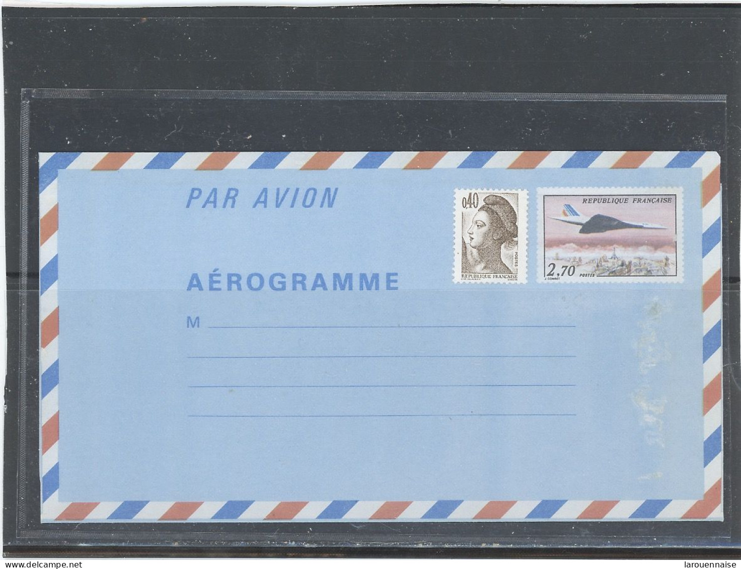 AEROGRAMME  -N°1008-AER -CONCORDE 2,70F +0,40 LIBERTÉ (NOUVEAU TARIF) - Aerogramas