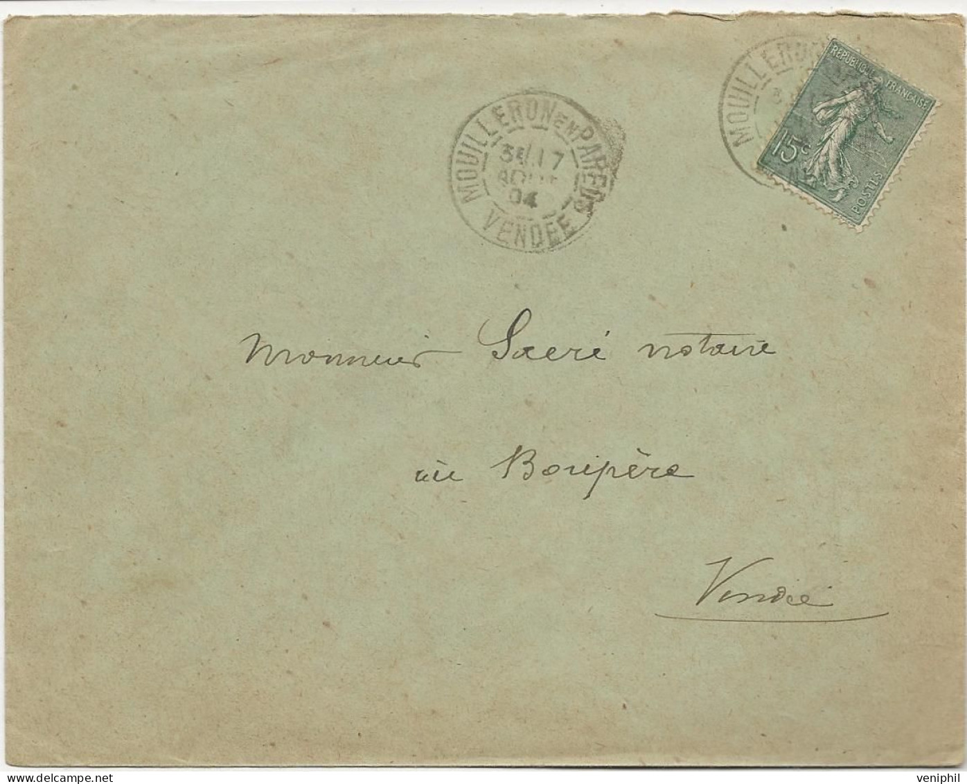 LETTRE  VENDEE  AFFRANCHIE N° 130  OBLITEREE CAD MOUILLERON EN PAREDS -VENDEE -1904 - 1877-1920: Période Semi Moderne