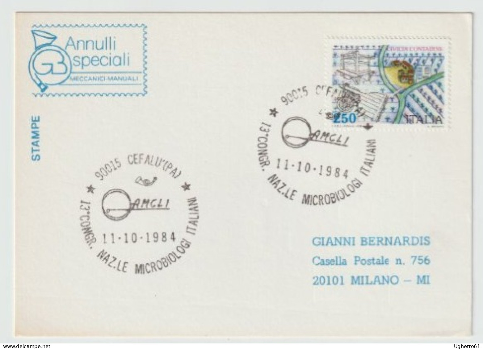 Cefalù - Palermo - Annullo Speciale 13° Congresso Nazionale Microbiologi Italiani 1984 - Briefmarken (Abbildungen)