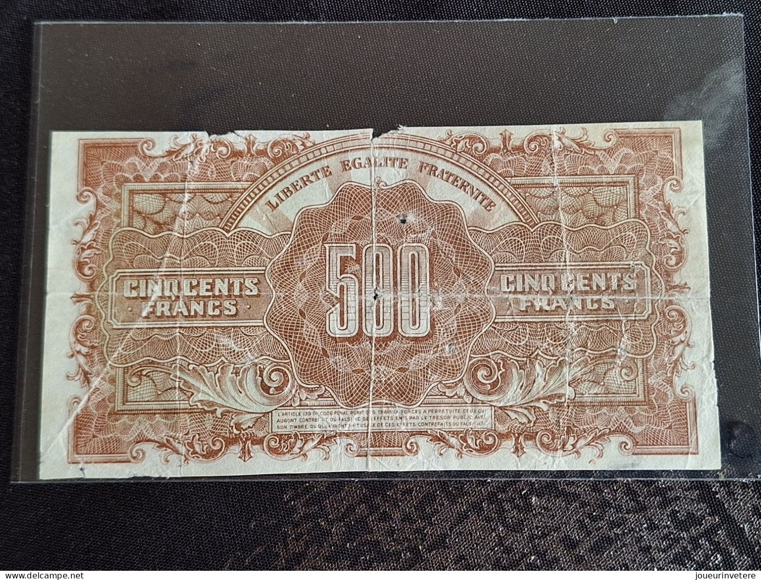 Billet De 500 Francs Marianne 1945 - Sonstige – Europa