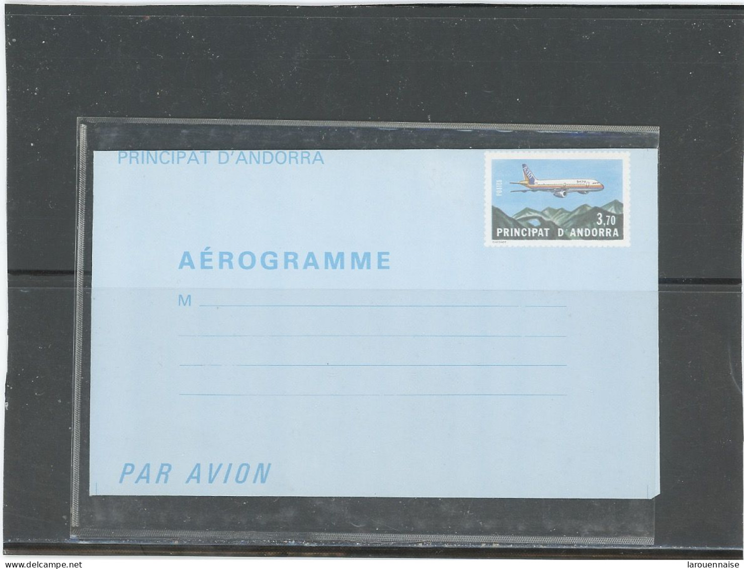 ANDORRE -AEROGRAMME  - N°1 -3,70 F - Stamped Stationery & Prêts-à-poster