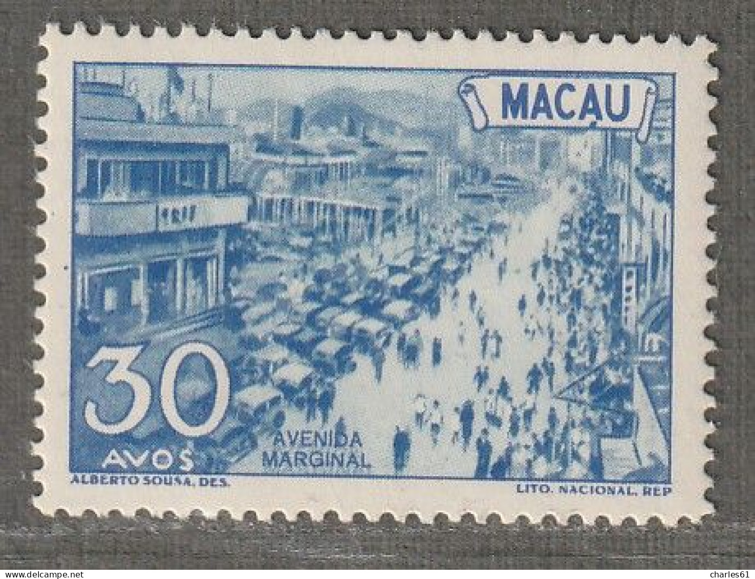 MACAO - N°330A * (1948-51) Vue De La Colonie : 30a Bleu - Unused Stamps