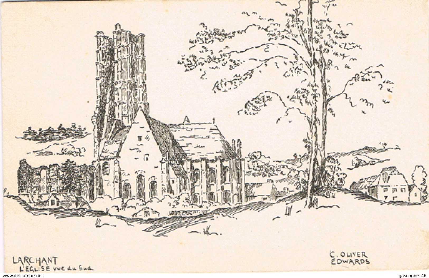 77-023 Larchant - L'Eglise Vue Du Sud H.Vaillot Imprimeur Nemours - Larchant