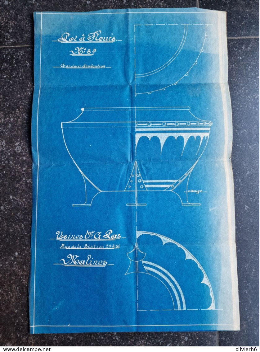 VP PLAN DE POT A FLEURS (8) ART DECO (V2312) MALINES MECHELEN (2 VUES) Usines G PAS Rue De La Station 28 à 31 - Arquitectura
