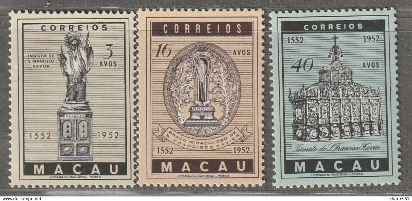 MACAO - N°357/9 **/* (1952) Saint François-Xavier - Unused Stamps