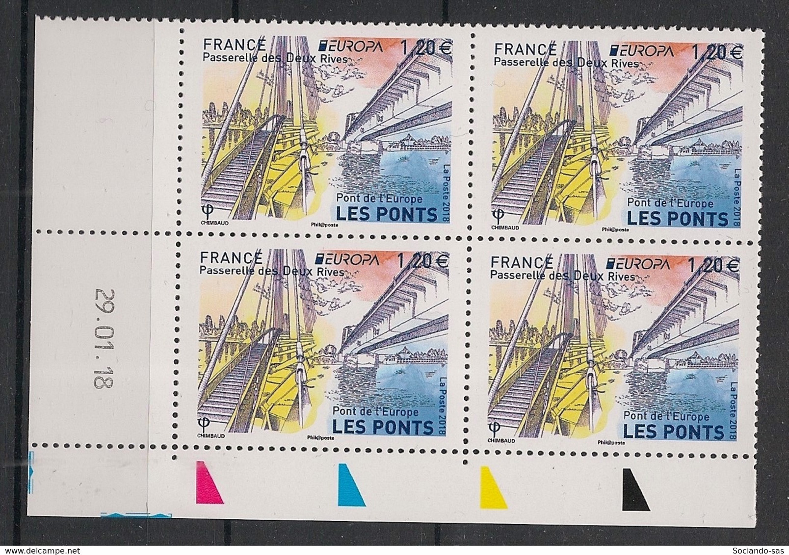 FRANCE - 2018 - N° YT. 5218 - Europa - Bloc De 4 Coin Daté - Neuf Luxe ** / MNH / Postfrisch - 2010-2019