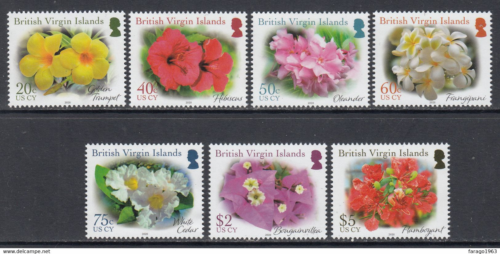 2019 2020 British Virgin Islands Flowers Fleurs Definitives Complete Set Of 7  MNH - Iles Vièrges Britanniques