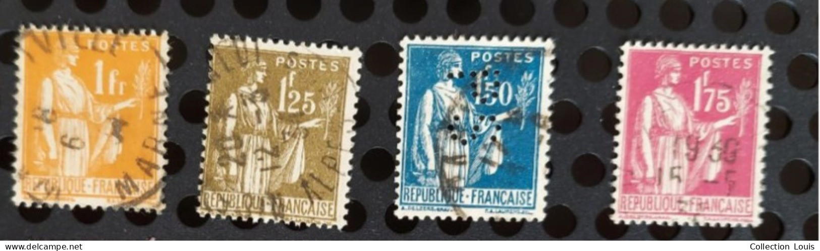 4 Timbres France 1932-37 Série Paix Y&T N°286 à 289 Oblitérés - 1932-39 Peace