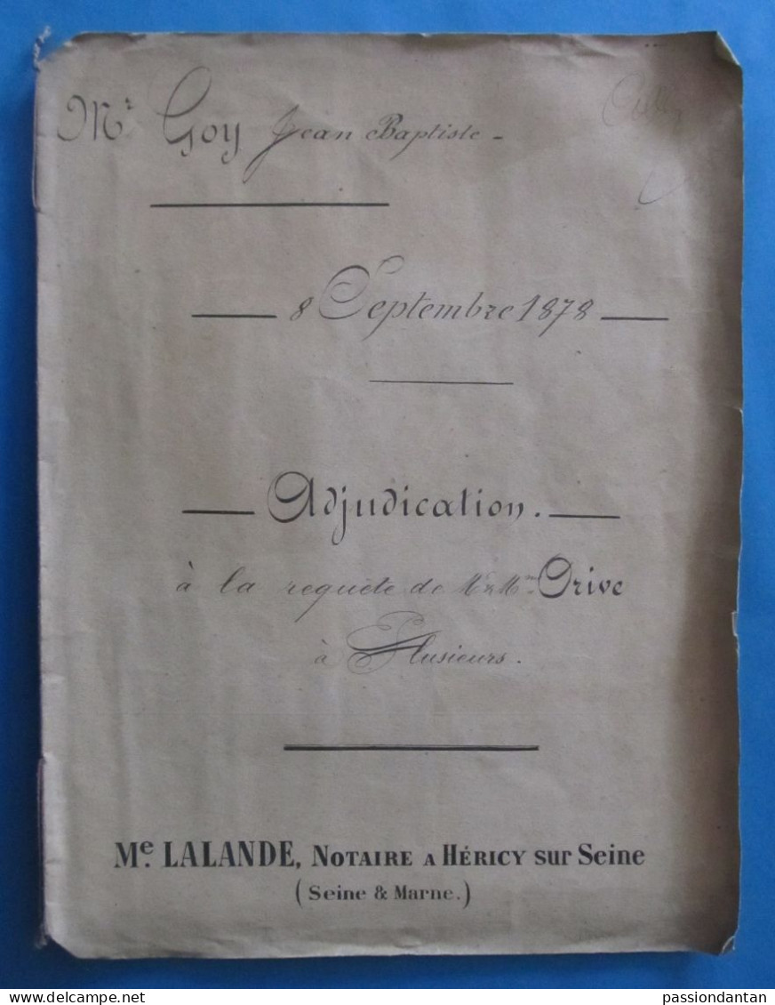 Manuscrit Daté De Septembre 1878 - Seine Et Marne - Machault - Vente D'un Bien Au Lieu-dit Le Gervais Buisson - Manuscrits