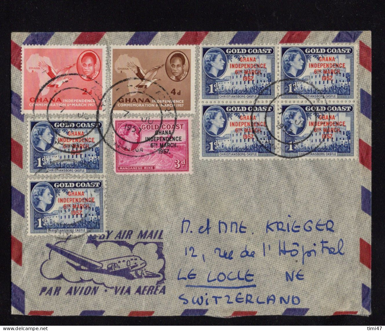 R684  /  GHANA Indépendance 1957,lettre Par Avion Pour La SUISSE - Ghana (1957-...)