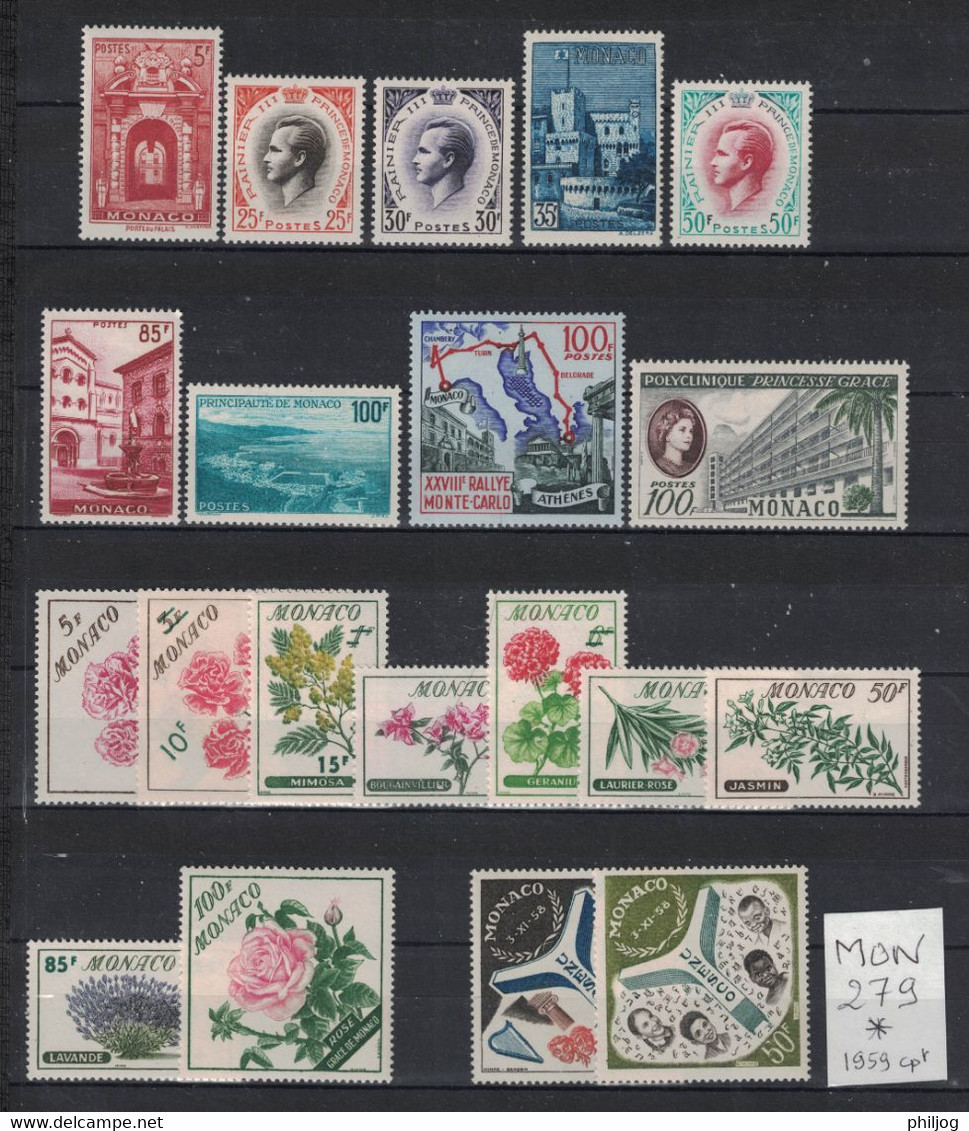 Monaco - Année 1959 Complète - Neuve AVEC Charnière - 20 Timbres Du 503 à 522 - Complete Year - Komplette Jahrgänge