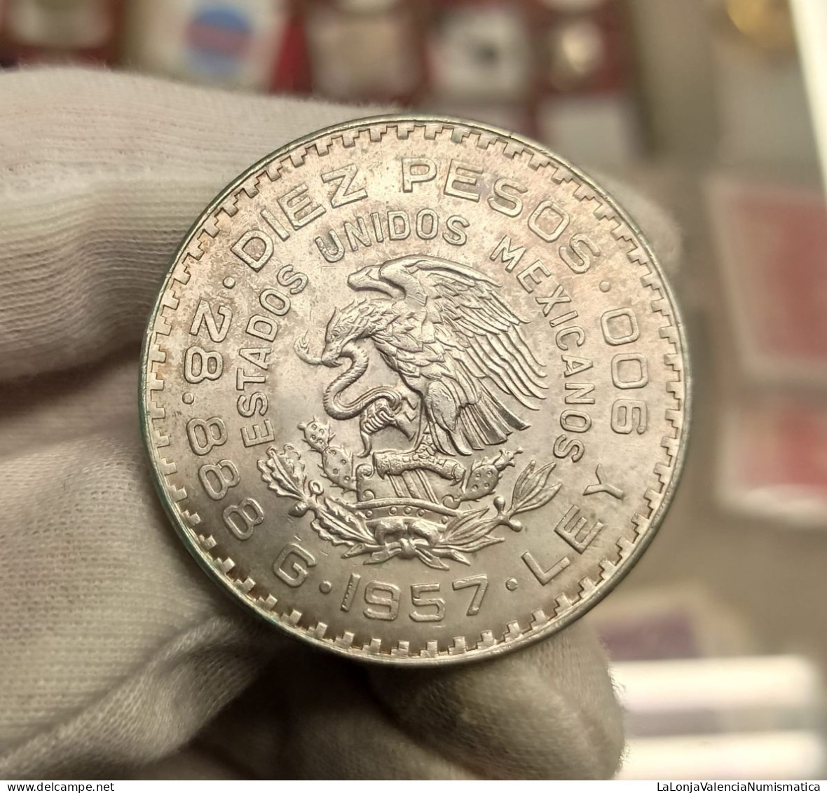 México 10 Pesos Constitution 1957 Km 475 Plata - Messico