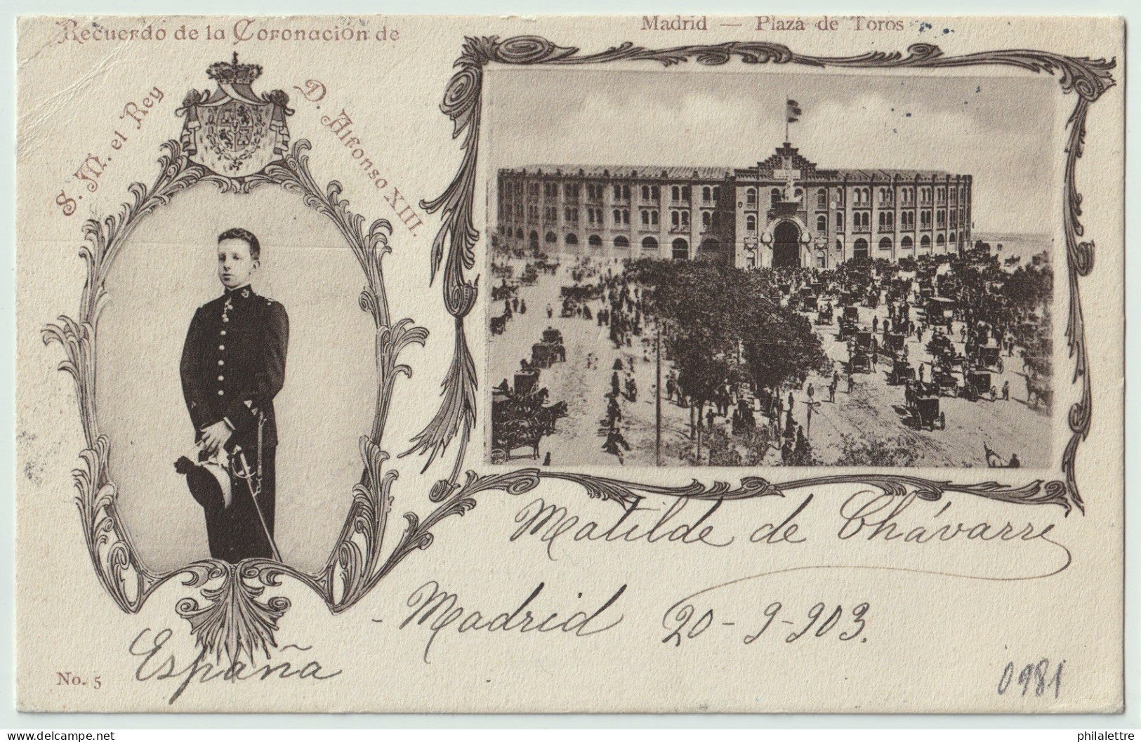 ESPAGNE/ESPAÑA 1903 Ed.242 5c Tipo Cadete Sobre Tarjeta (Coronacion De SM El Rey) De Madrid A Suecia - Storia Postale