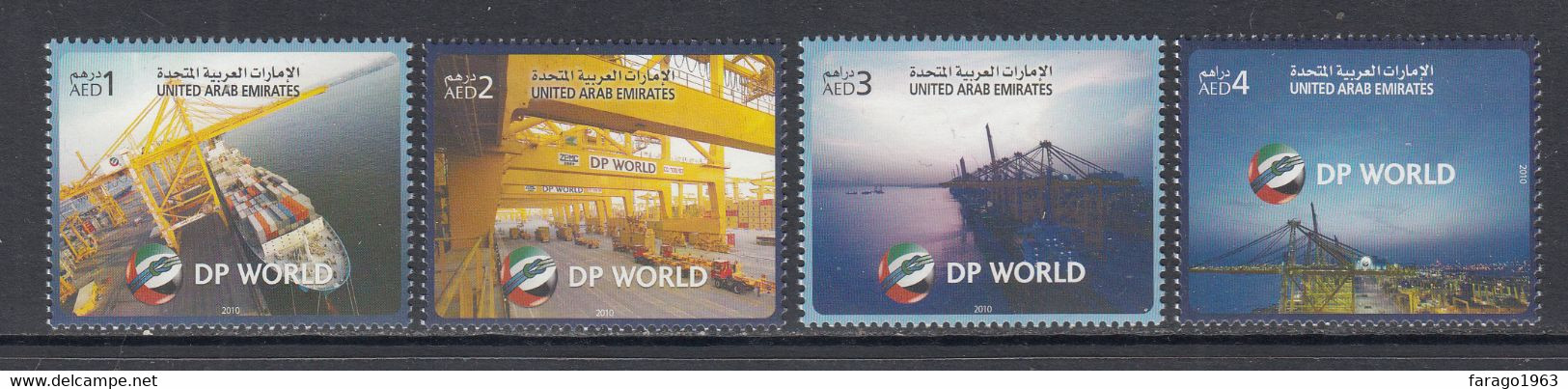 2010 United Arab Emirates DP World Ports Ships Cargo  Complete Set Of 4 MNH - United Arab Emirates (General)