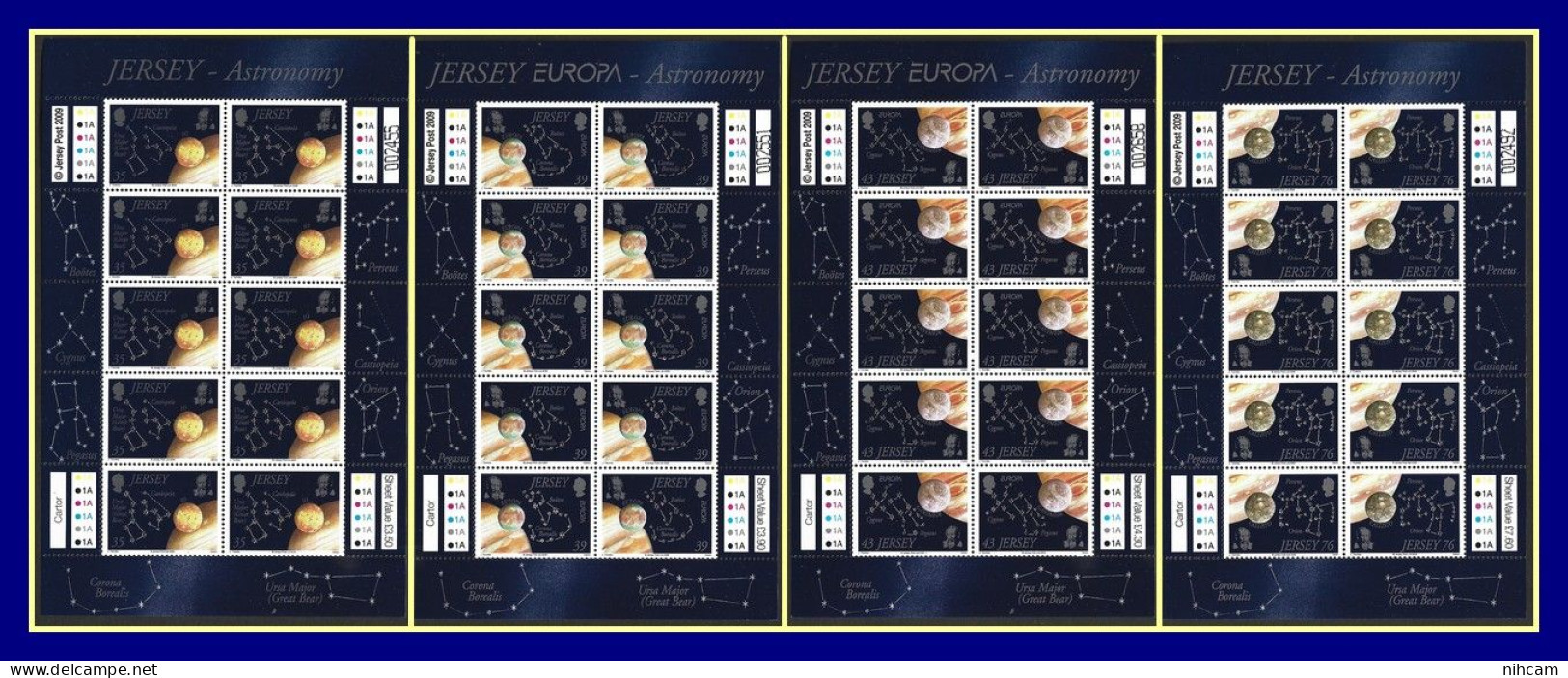 Jersey Série Complète 4 Valeurs En Feuille De 10 ** MNH Astronomy Europa 2009 Espace Space - Collections