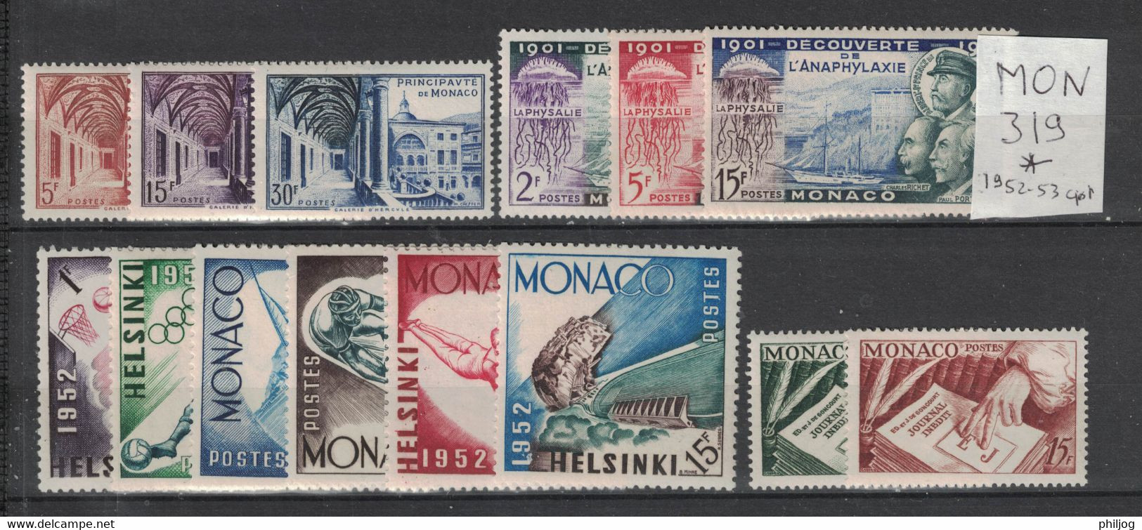 Monaco - Année 1952 Et 1953 Complète - Neuve AVEC Charnière - 14 Timbres Du 383 à 396 - Complete Year - Komplette Jahrgänge