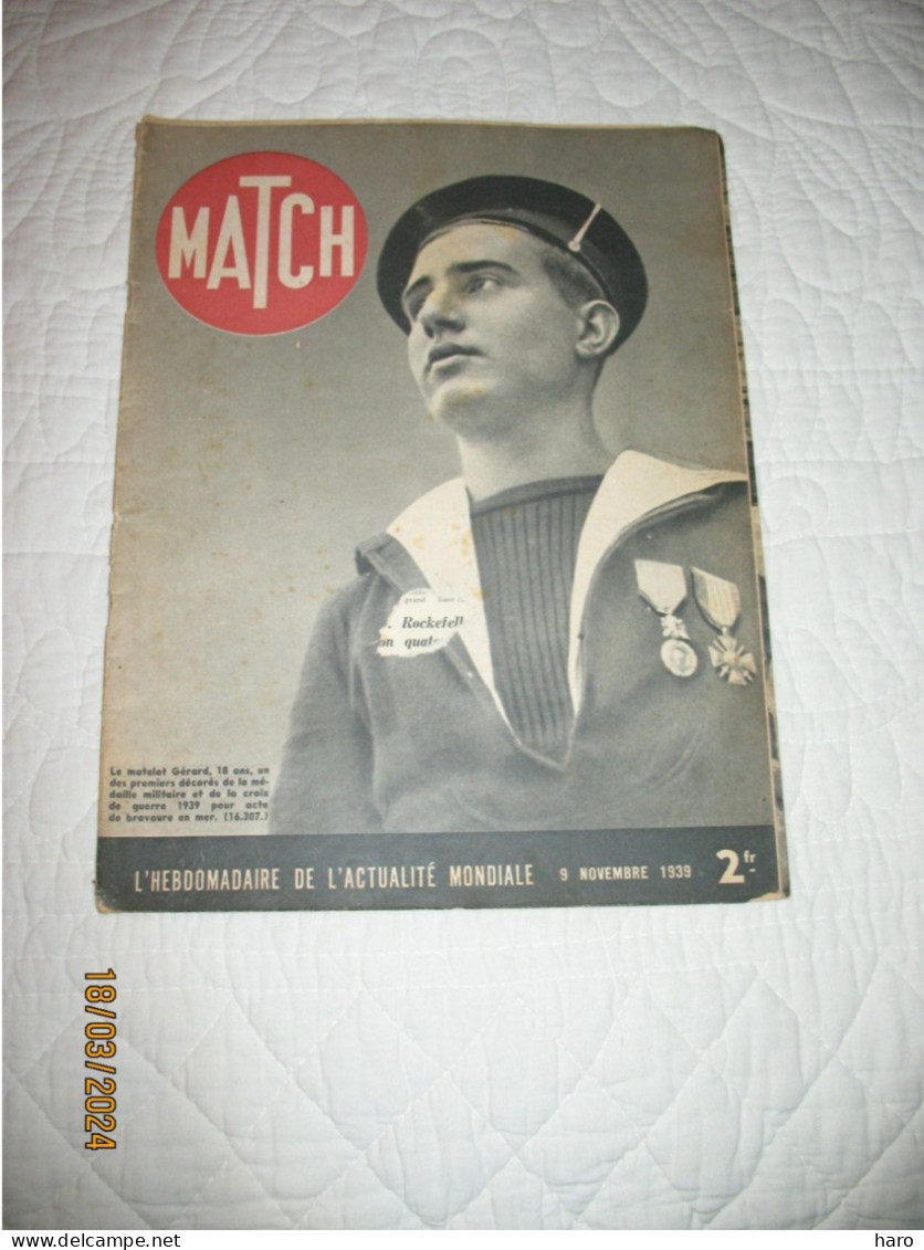 Guerre 40/45 - Revue " PARIS MATCH " Du 9 Novembre 1939 (FR 112) - Français