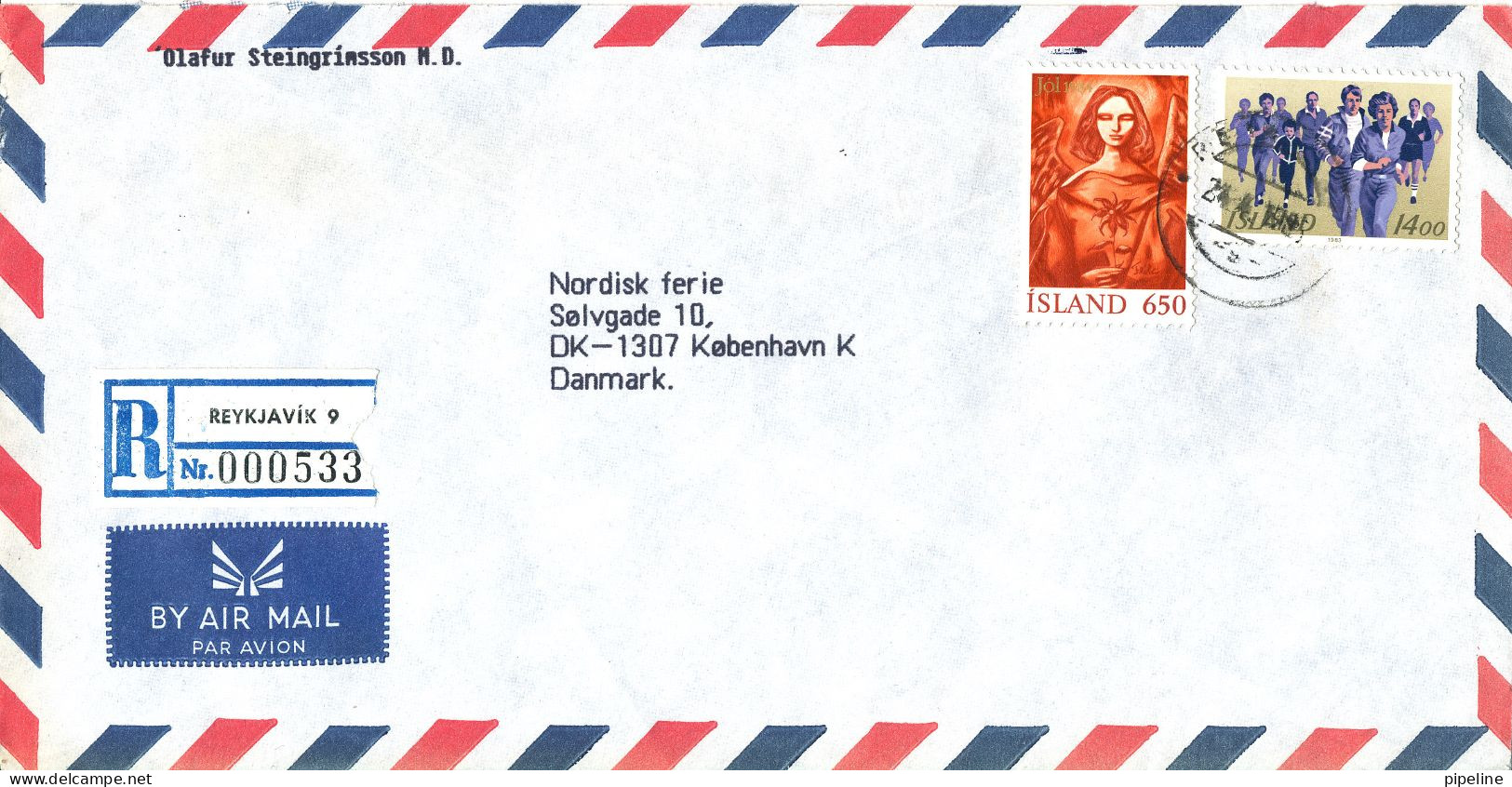 Iceland Registered Air Mail Cover Sent To Denmark 24-4-1985 - Airmail