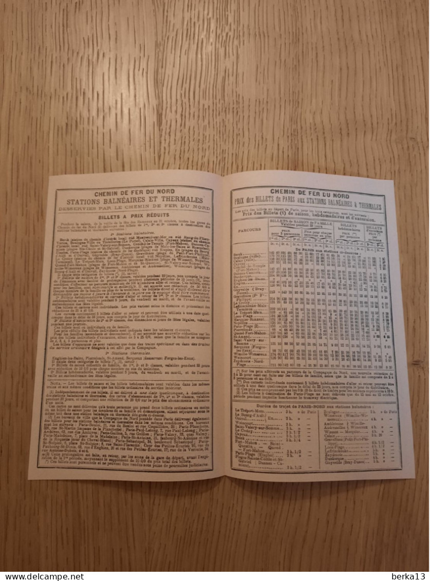 Plaquette Publicitaire Chemin De Fer Du Nord Du 3 Juin 1902 - Ferrovie