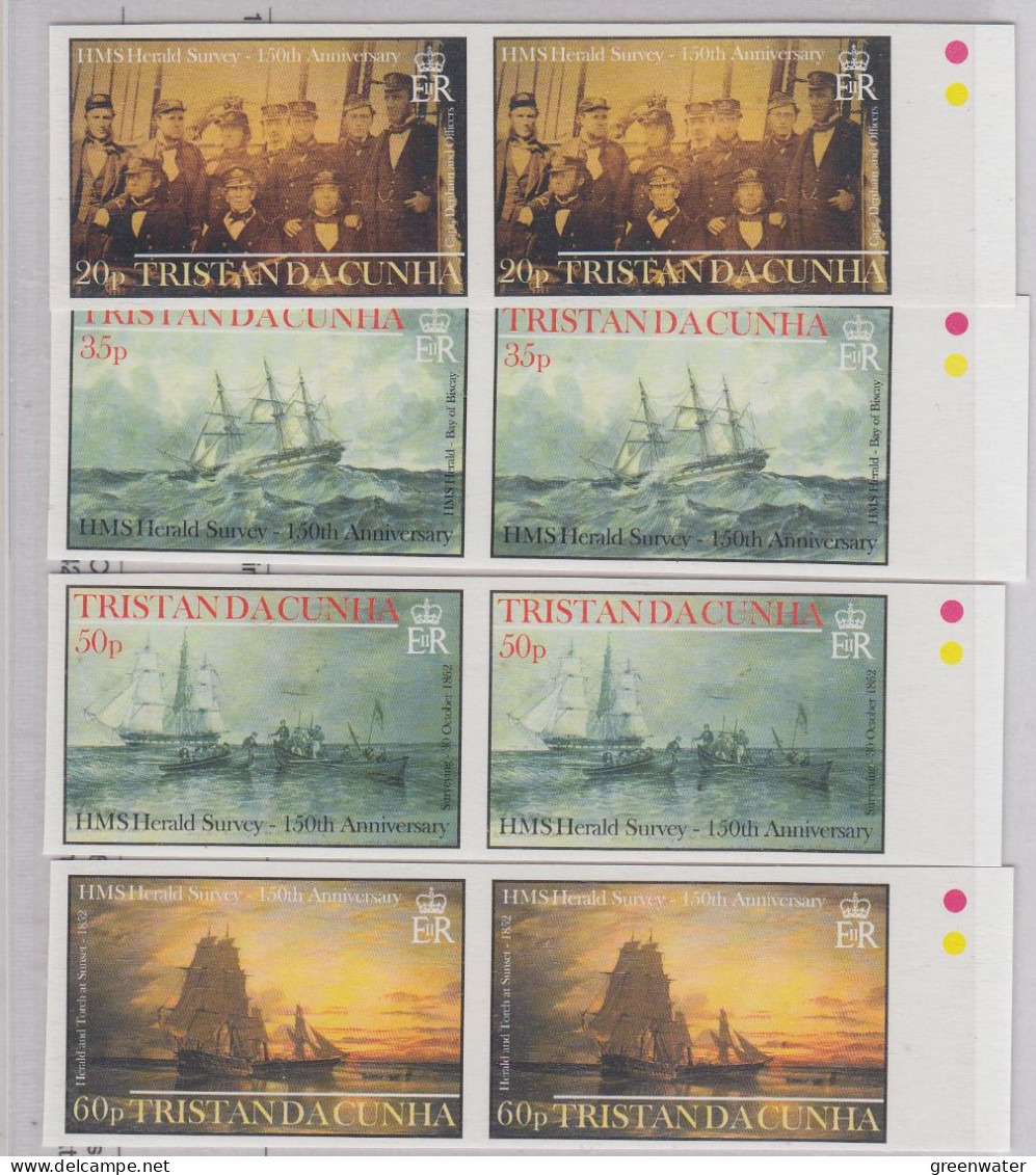 Tristan Da Cunha 2002 150th Ann. Captain Denham's Survey HMS Herald 4v Horiz.pairs IMPERFORATED  ** MNH  (CUN162) - Tristan Da Cunha