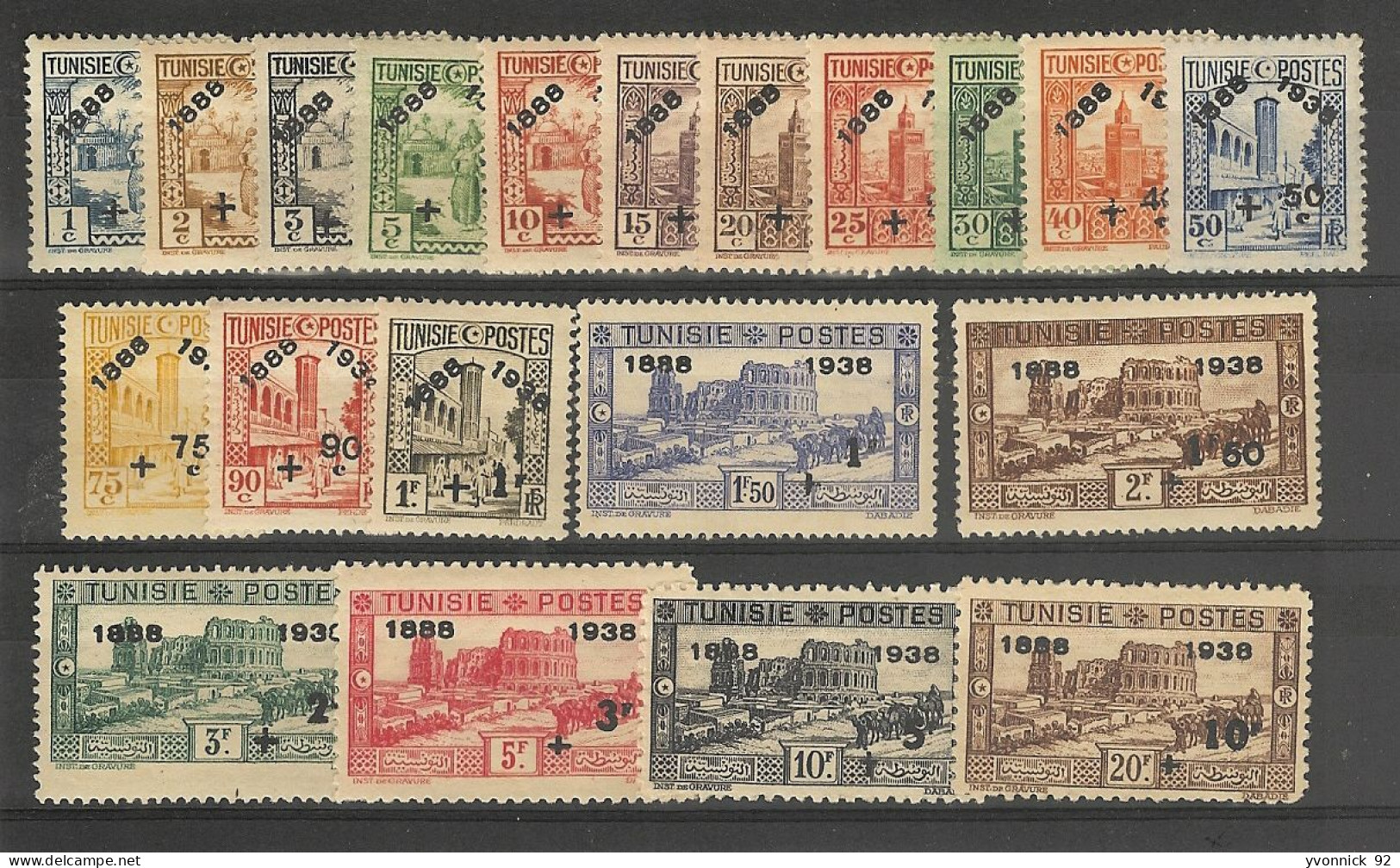 Tunisie _ 50é Anniversaire Office Postal (1888 /1938  N°185 à204 - Sonstige & Ohne Zuordnung