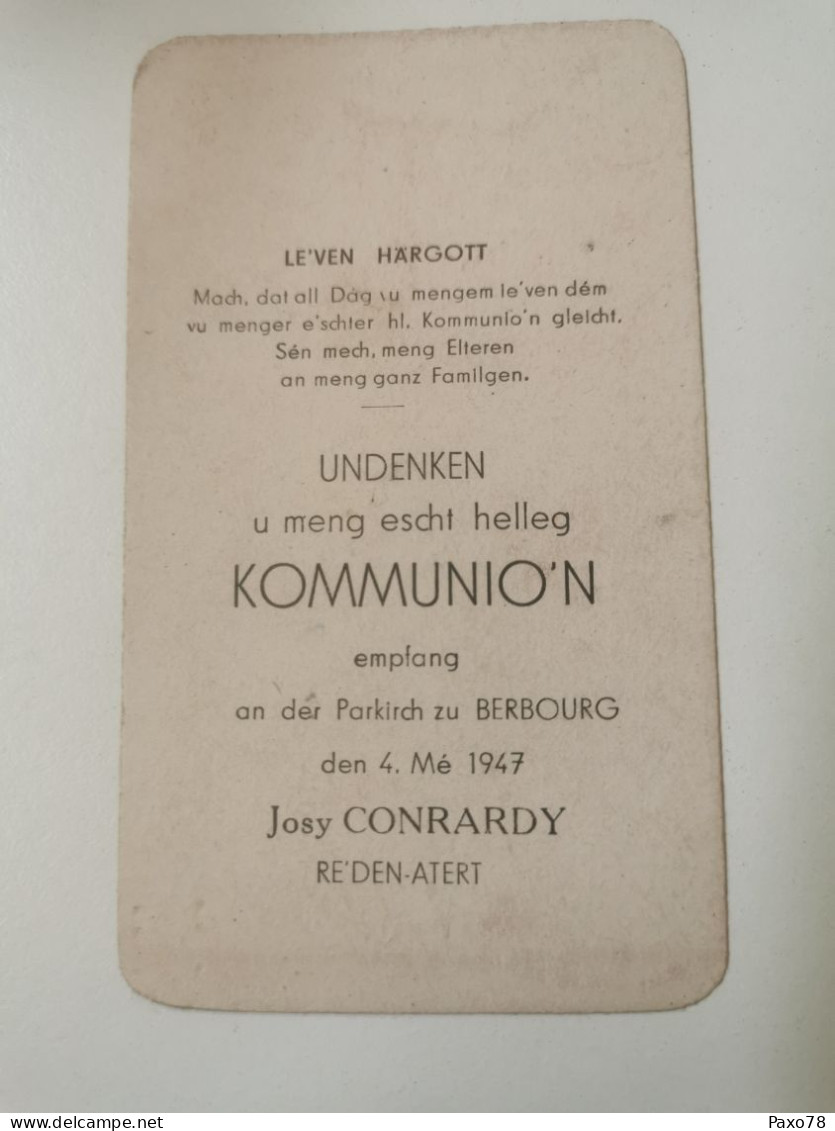 Souvenir Communion Luxembourg, Berbourg 1947 - Communion