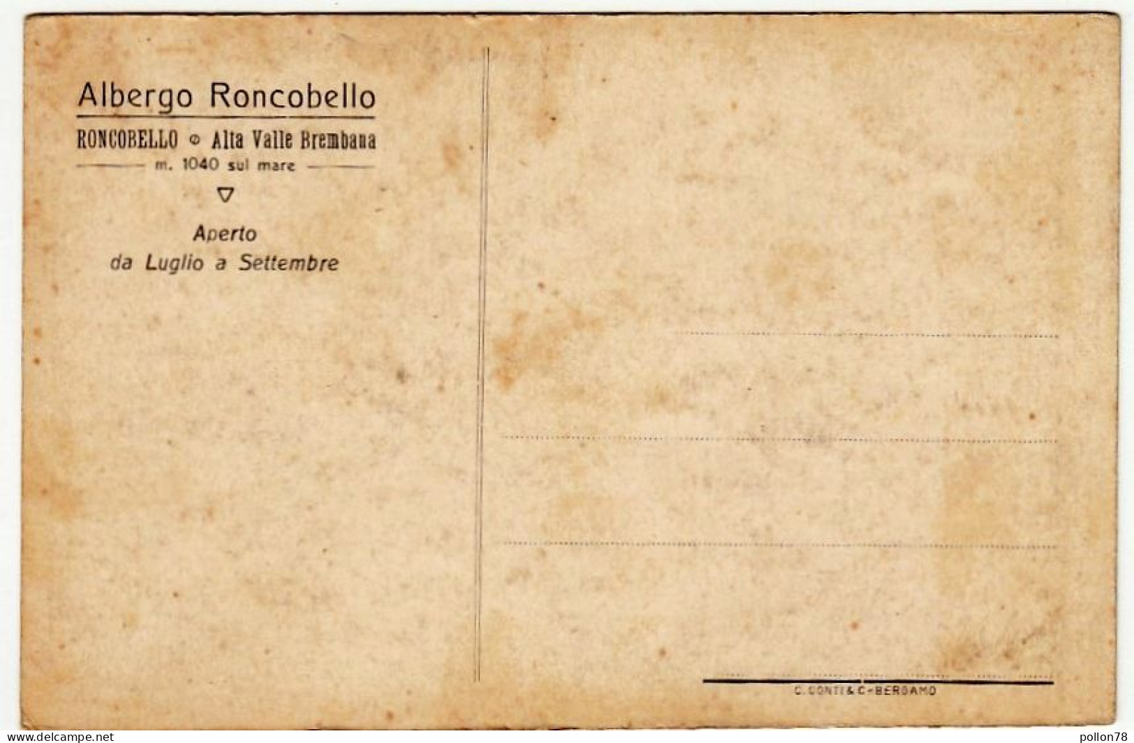 ALBERGO RONCOBELLO - RONCOBELLO - ALTA VALLE SERIANA - BERGAMO - Vedi Retro - Bergamo