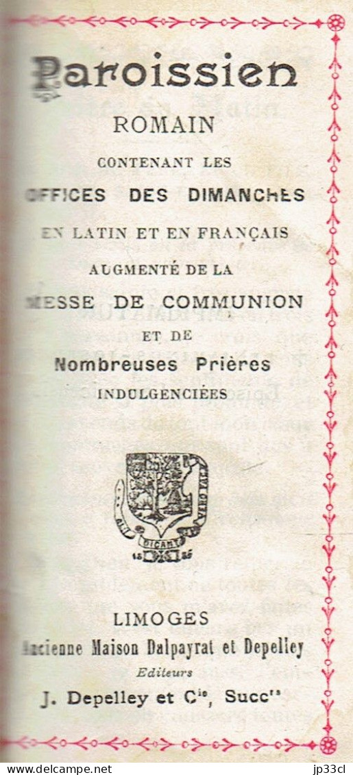 Ancien Missel Paroissien Romain N°142 (Édit. J. Depelley Et Cie, Limoges), 256 Pages - Religión & Esoterismo