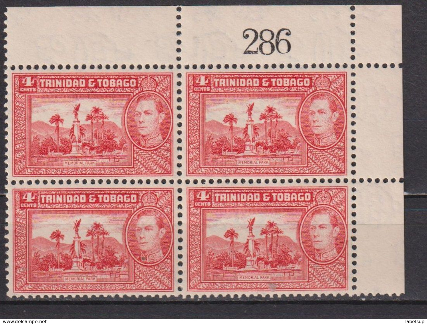 Bloc De 4 Timbres Neufs** De Trinité Et Tobago De 1938  YT 141 135 MNH - Trinidad & Tobago (...-1961)