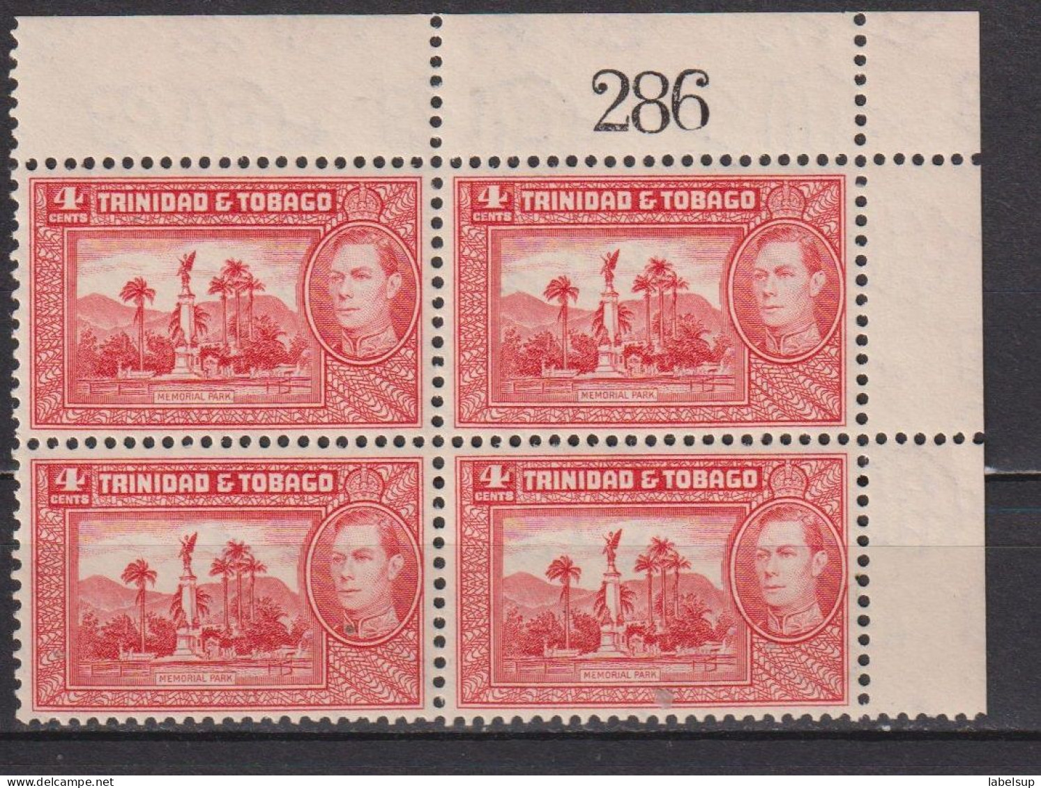 Bloc De 4 Timbres Neufs** De Trinité Et Tobago De 1938  YT 141 135 MNH - Trinidad Y Tobago