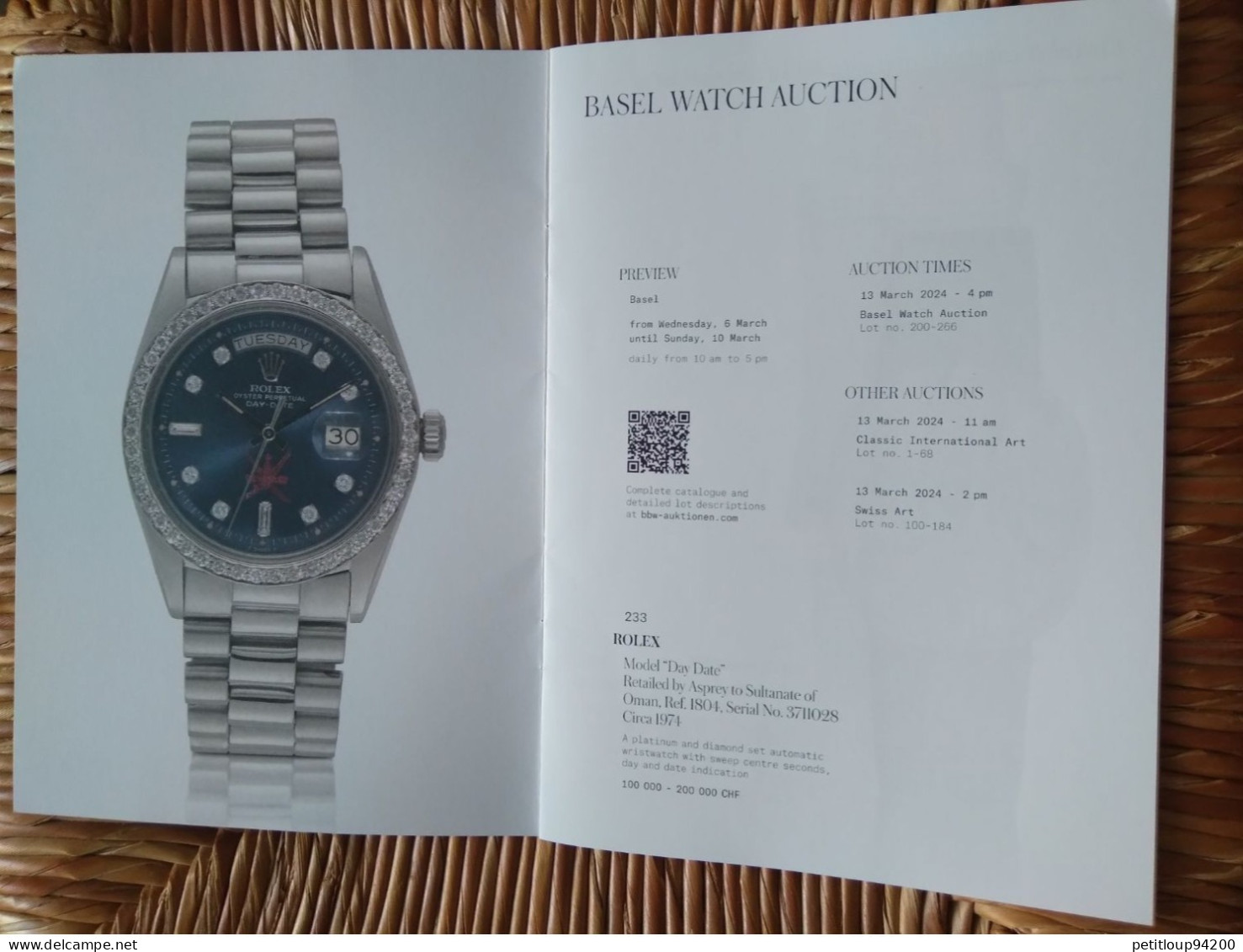 CATALOGUE  Montres  *ROLEX  *PATEK PHILIPPE - Altri & Non Classificati