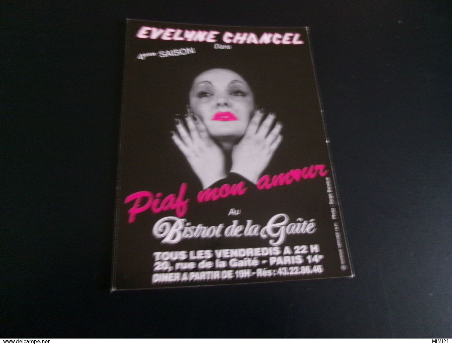 BELLE CARTE PUBLICITE."E. CHANCEL CHANTE PIAF ..AU BISTROT DE LA GAIETE" - Cabaret