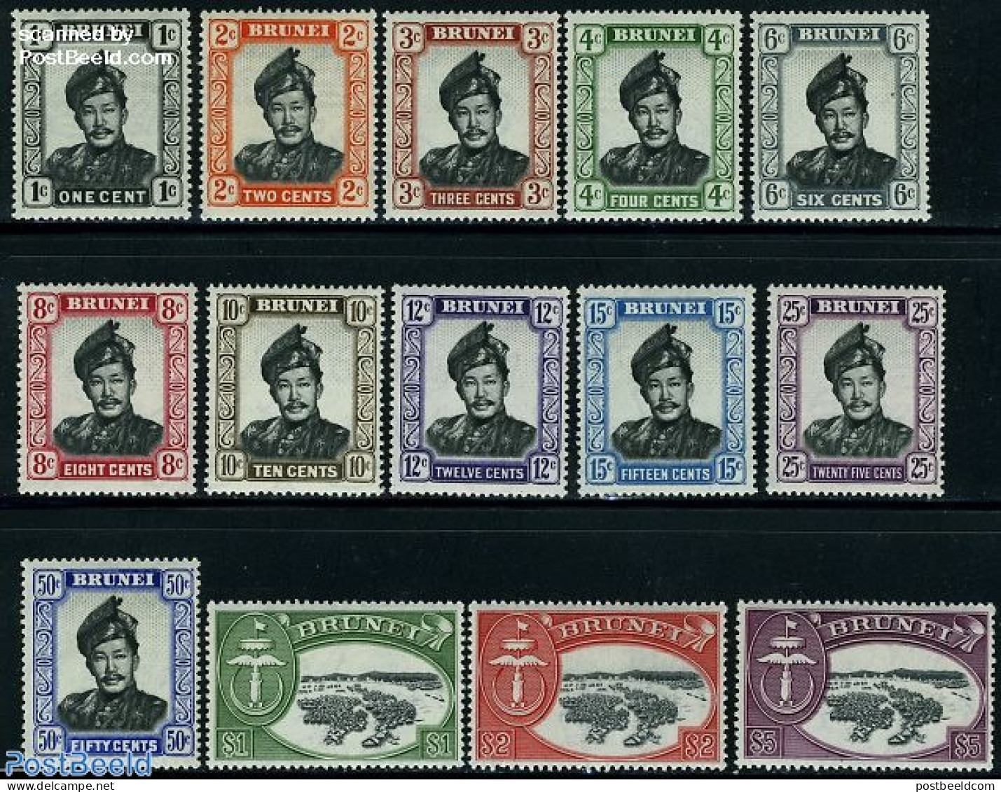 Brunei 1952 Definitives 14v, Mint NH - Brunei (1984-...)
