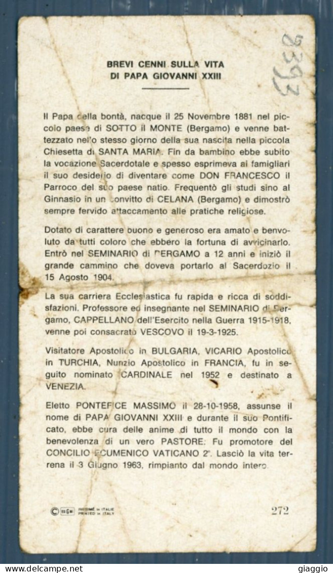 °°° Santino N. 8393 - Giovanni Xxiii °°° - Religión & Esoterismo