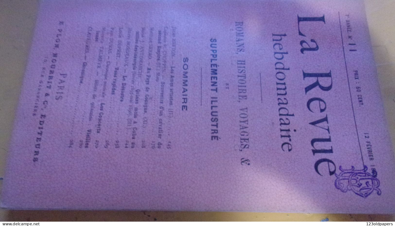 1898 REVUE HEBDOMADAIRE ILLUSTRE N °11 JULES BRETON LES AMES ARTISTES SERAO CHOPPIN DEPRET DUKAS CLAYEURES - Tijdschriften - Voor 1900