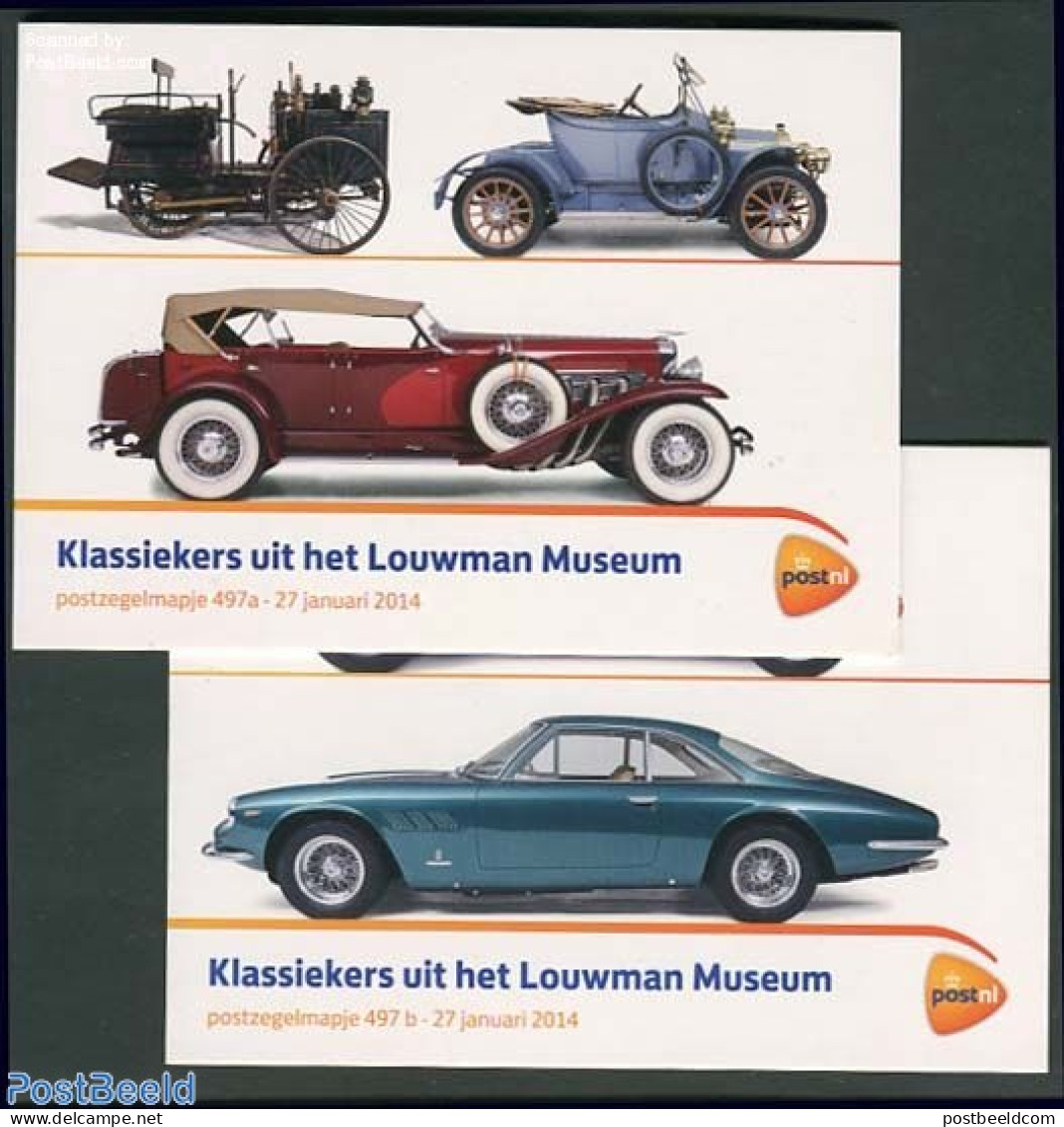 Netherlands 2014 Classic Automobiles Presentation Pack 497A+B, Mint NH, Transport - Automobiles - Art - Museums - Unused Stamps