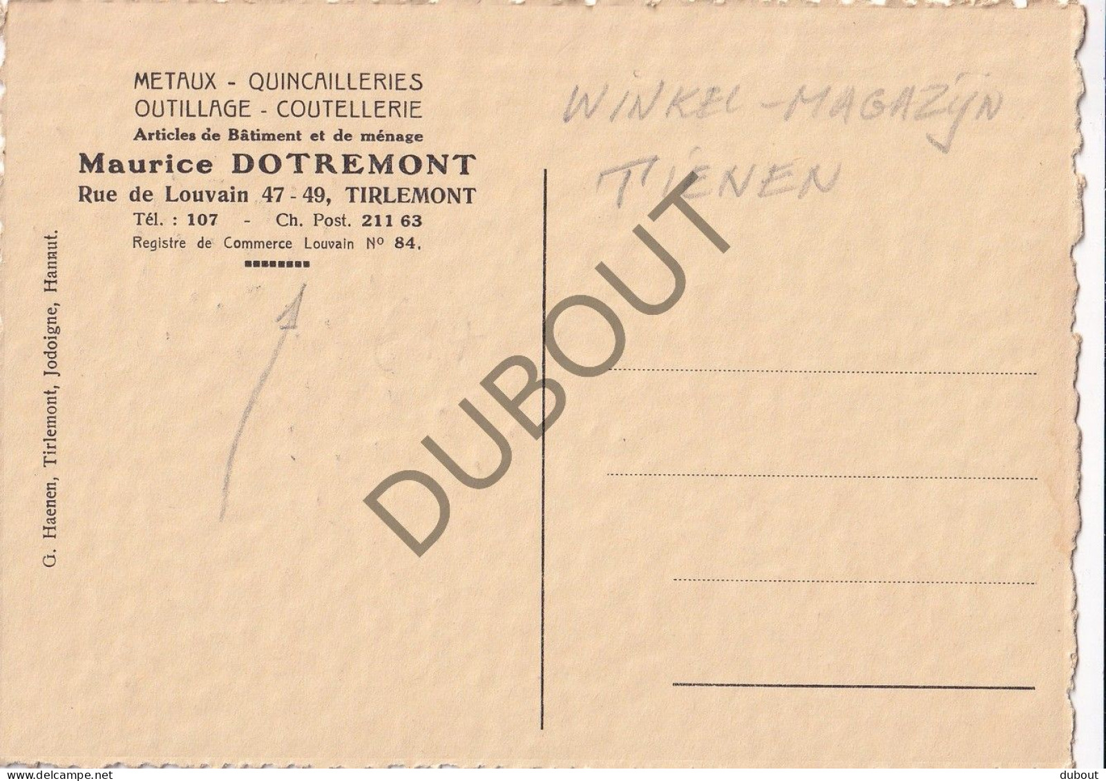 Postkaart - Carte Postale - Tienen - Maurice Dotremont - Rue De Louvain (C5327) - Tienen